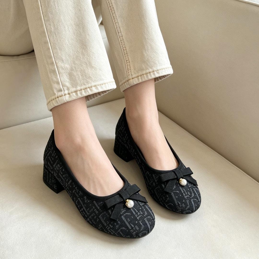 Dior Ballet FlatDeep Blue Dior Oblique Embroidered Cotton-duoc-ban-tai-Hvip Shoes and Clothes
