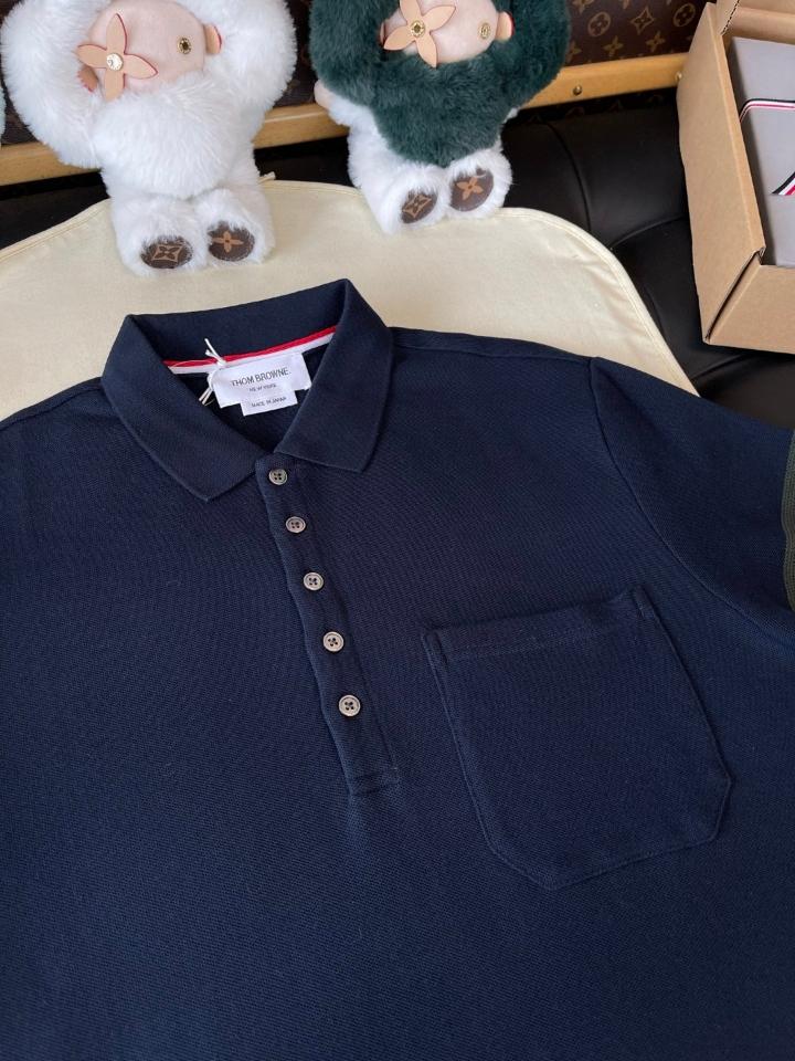 Thom Browne COTTON PIQUE 4-BAR POLO navy blue -duoc-ban-tai-Hvip Shoes and Clothes