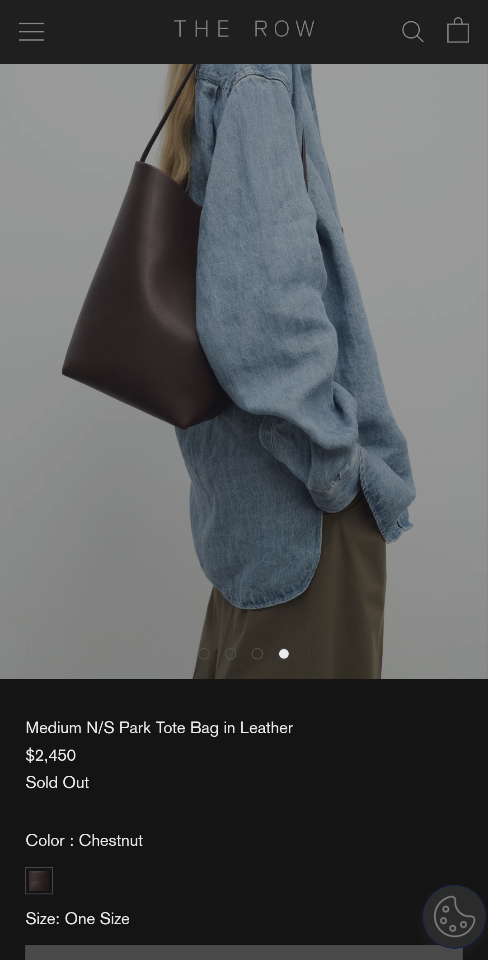 THE ROW Medium N/S Park smooth calfskin leather tote bag Chestnut 30X28X15.5cm -duoc-ban-tai-Hvip Bags and Accessories