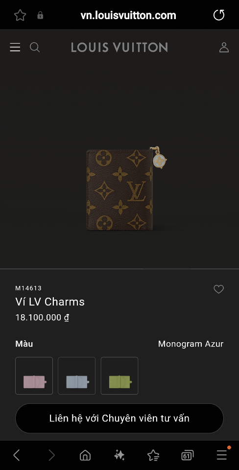 Louis Vuitton M14613
Ví LV Charms 9x10x2.5cm-duoc-ban-tai-Hvip Bags and Accessories