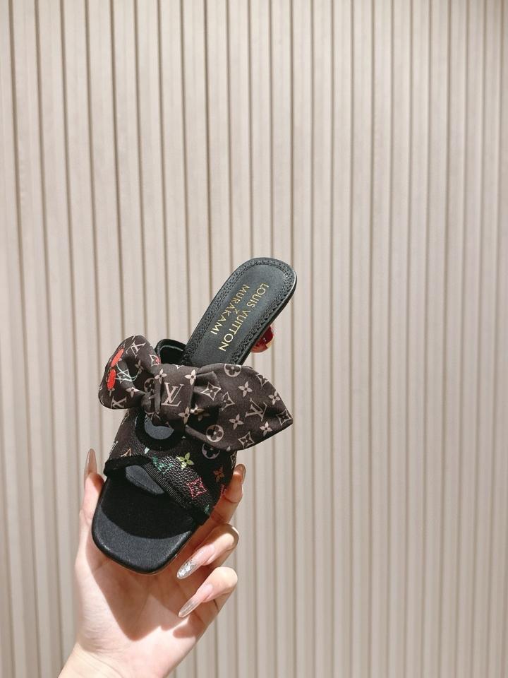 Louis Vuitton LV x TM Cherie Mules leather black logo 55mm (1)  -duoc-ban-tai-Hvip Shoes and Clothes
