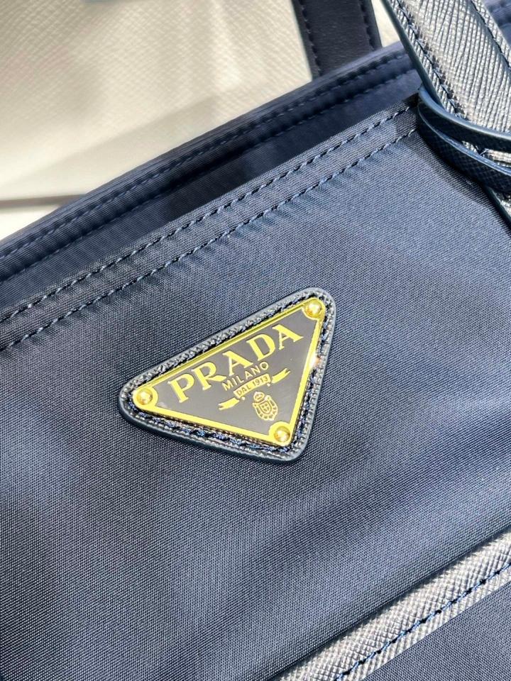Prada Re-Edition 1978 medium Re-Nylon and Saffiano leather tote bag Baltic Blue 1BG555 35x26x15cm-duoc-ban-tai-Hvip Bags and Accessories