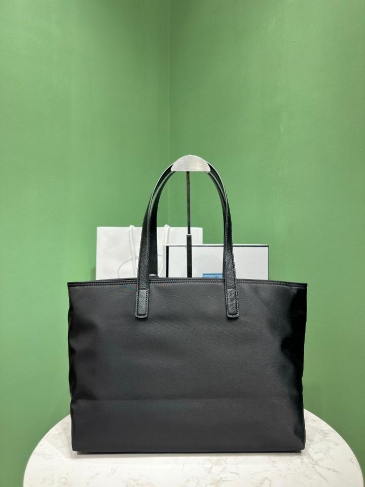 Prada Re-Edition 1978 medium Re-Nylon and Saffiano leather tote bag black 1BG555 35x26x15cm-duoc-ban-tai-Hvip Bags and Accessories