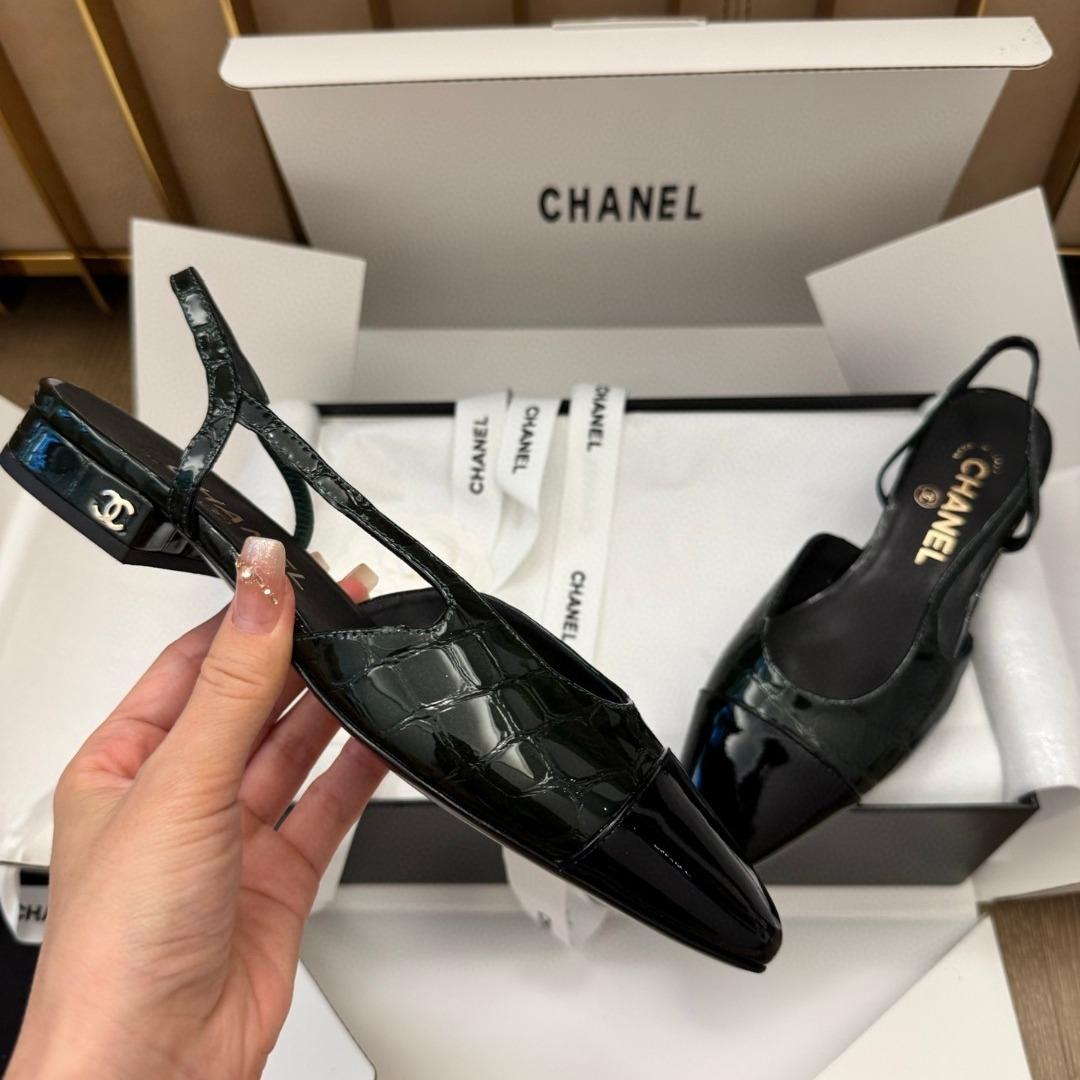 Chanel Slingbacks Crocodile Embossed Patent Calfskin & Patent Calfskin 20mm G39221-duoc-ban-tai-Hvip Shoes and Clothes