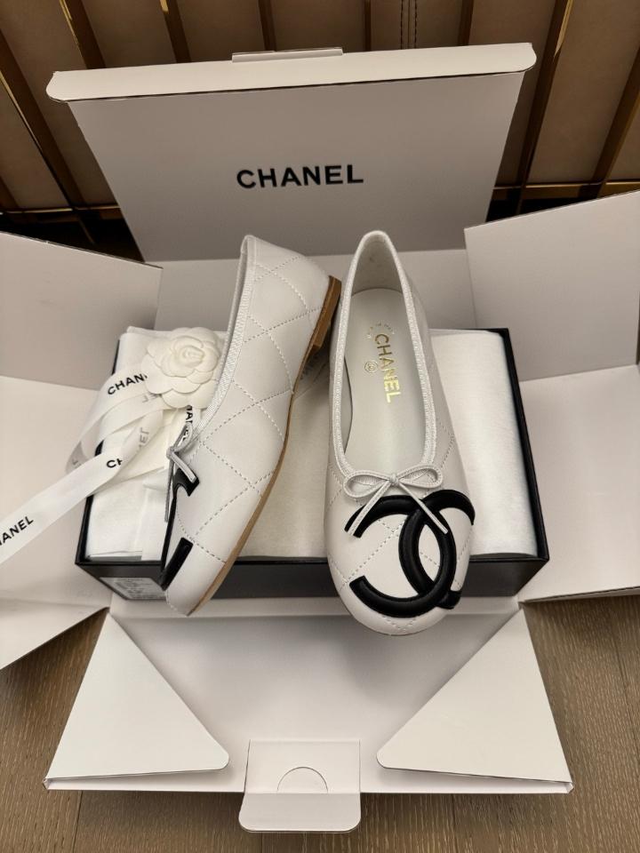 Chanel Ballet flats Lambskin white and black G47163 -duoc-ban-tai-Hvip Shoes and Clothes