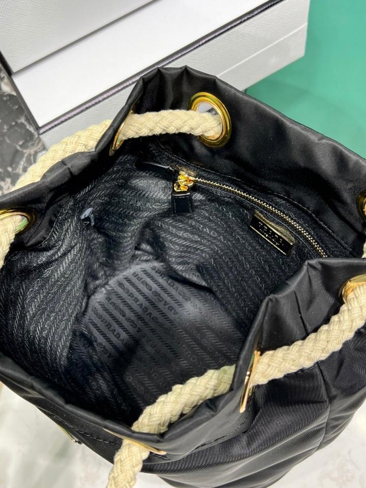 Prada Mariner Re-Nylon small bucket bag black 1BE082 23.5x28x16.5cm-duoc-ban-tai-Hvip Bags and Accessories