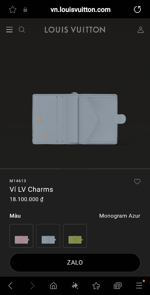 Louis Vuitton M14613
Ví LV Charms 9x10x2.5cm-duoc-ban-tai-Hvip Bags and Accessories