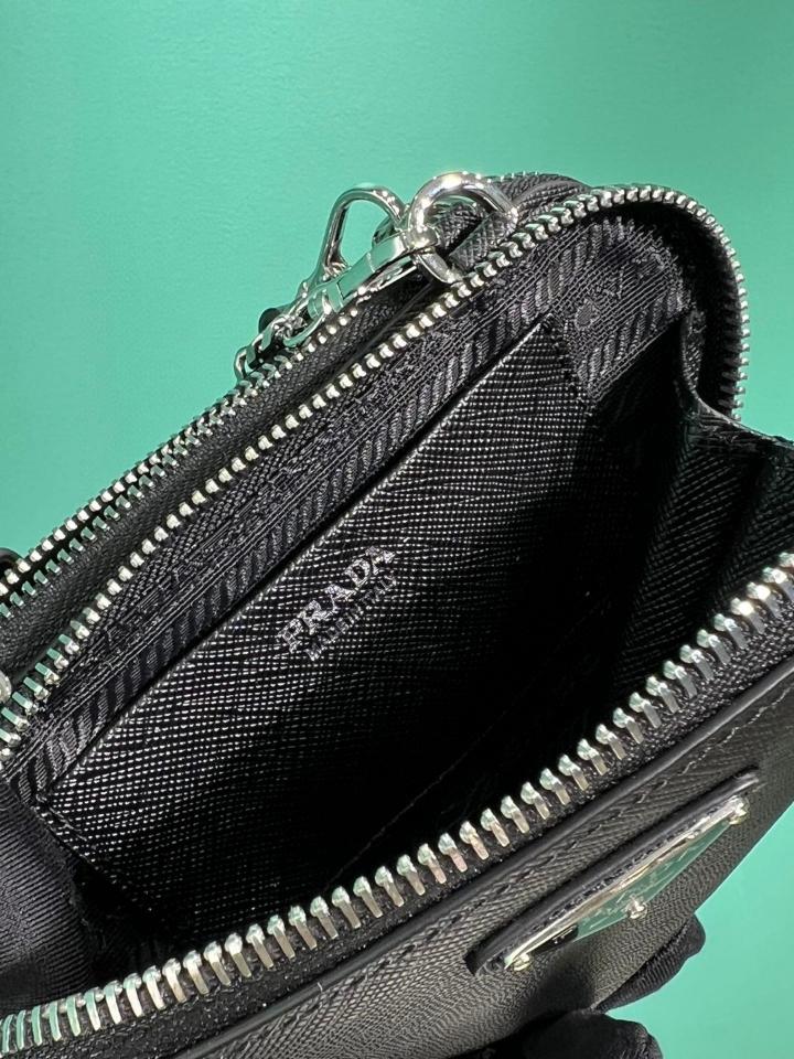 Prada Saffiano leather mini pouch black 1NR015 15x10x5cm-duoc-ban-tai-Hvip Bags and Accessories