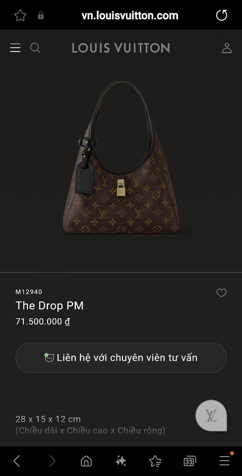 Louis Vuitton M12940
The Drop PM 28*12*5cm-duoc-ban-tai-Hvip Bags and Accessories