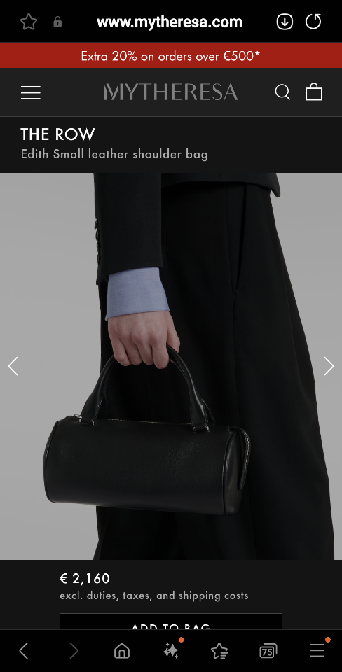 THE ROW 
Edith Small leather shoulder bag black 25x9x13x12cm-duoc-ban-tai-Hvip Bags and Accessories