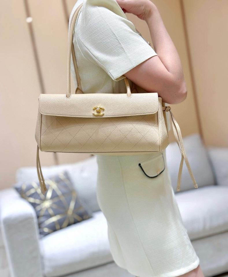 Chanel Small Shopping Bag   Grained Calfskin & Gold-Tone Metal ivory 15*30.5*11.5cm AS6288-duoc-ban-tai-Hvip Bags and Accessories