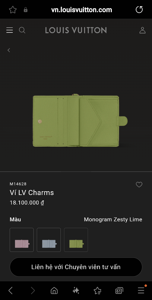 Louis Vuitton M14628
Ví LV Charms 9x10x2.5cm-duoc-ban-tai-Hvip Bags and Accessories