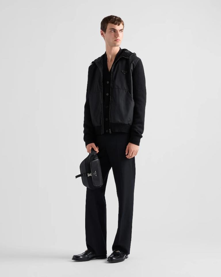 Prada Re-Nylon and suede belt bag Musk black  2VH176 18x15x5cm-duoc-ban-tai-Hvip Bags and Accessories