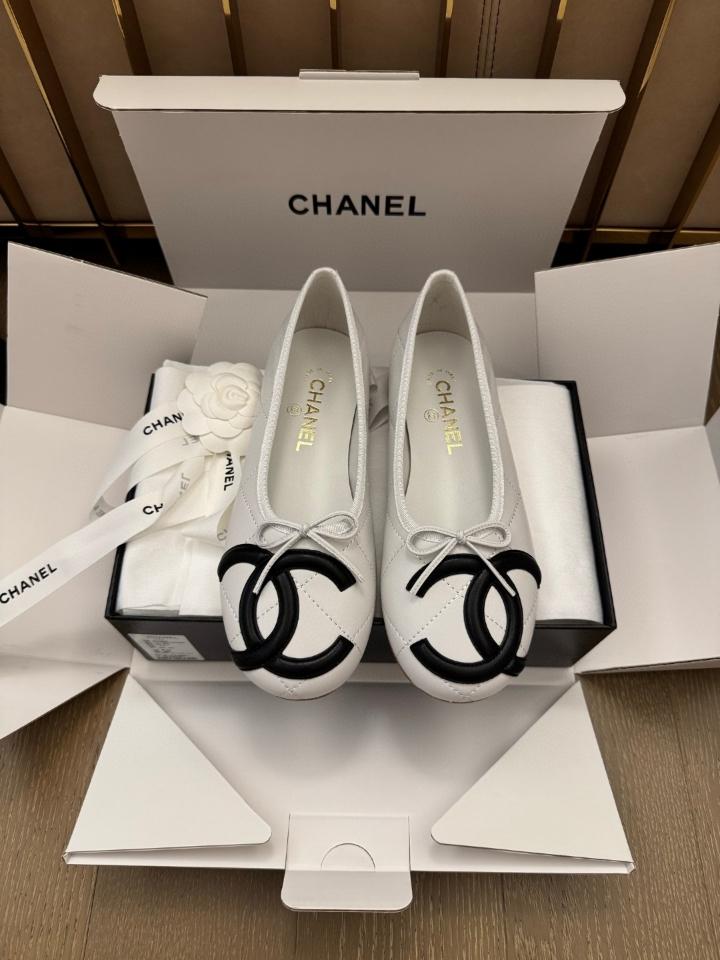 Chanel Ballet flats Lambskin white and black G47163 -duoc-ban-tai-Hvip Shoes and Clothes