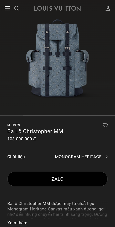 Louis Vuitton M14676
Ba Lô Christopher MM 44 x 12.5 x 38cm-duoc-ban-tai-Hvip Bags and Accessories