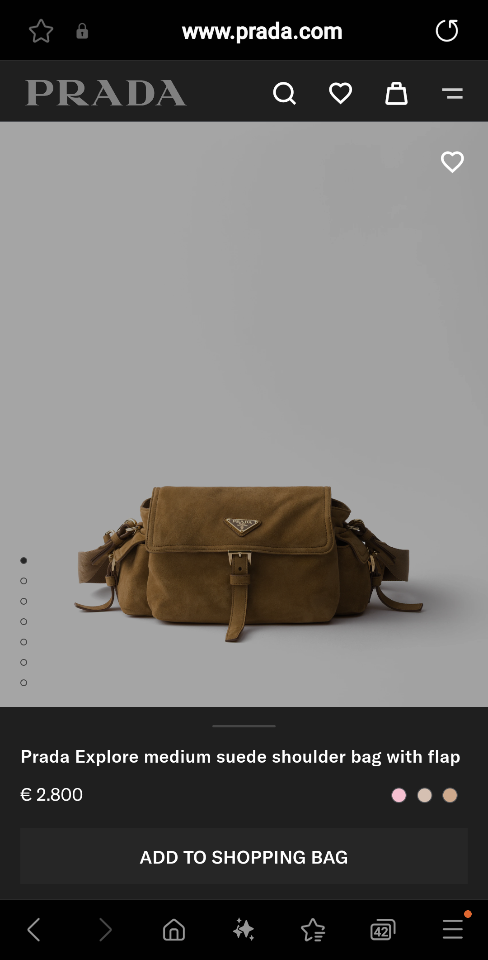 
Prada Explore medium suede shoulder bag with flap cinnamon 1BD394 30x14x10cm-duoc-ban-tai-Hvip Bags and Accessories
