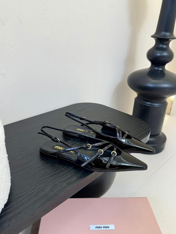 Miu Miu Leather slingback ballerinas with buckles black 5F476E (1)-duoc-ban-tai-Hvip Shoes and Clothes