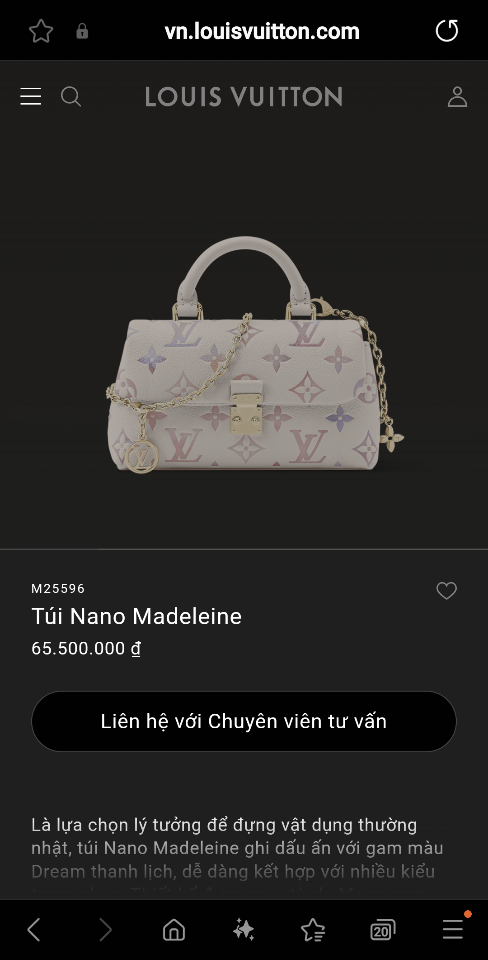 Louis Vuitton M25596
Túi Nano Madeleine 12.5 x 6 x 21cm-duoc-ban-tai-Hvip Bags and Accessories