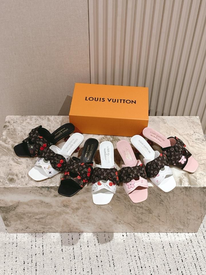 Louis Vuitton LV x TM Cherie Mules leather white 🌸 55mm (1) -duoc-ban-tai-Hvip Shoes and Clothes