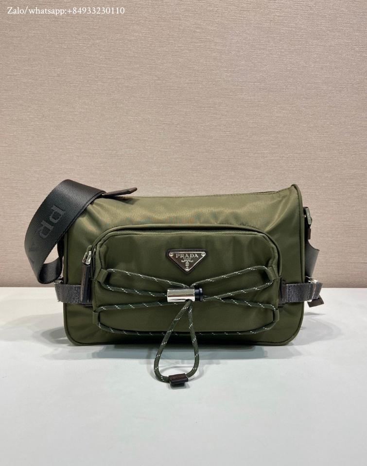 Prada Speedrock Re-Nylon and leather shoulder bag Camouflage Green 2VH192 28x17.5x10cm-duoc-ban-tai-Hvip Bags and Accessories