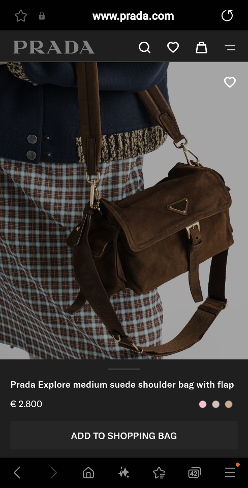 
Prada Explore medium suede shoulder bag with flap cocoa Brown 1BD394 30x14x10cm-duoc-ban-tai-Hvip Bags and Accessories