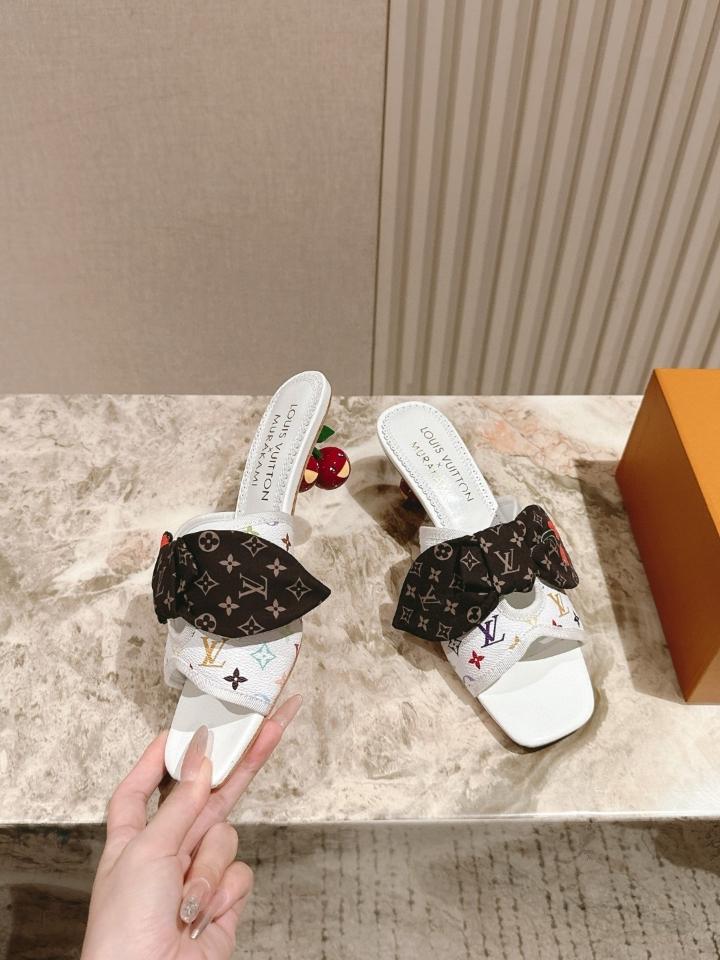 Louis Vuitton LV x TM Cherie Mules leather white logo 55mm (1) -duoc-ban-tai-Hvip Shoes and Clothes