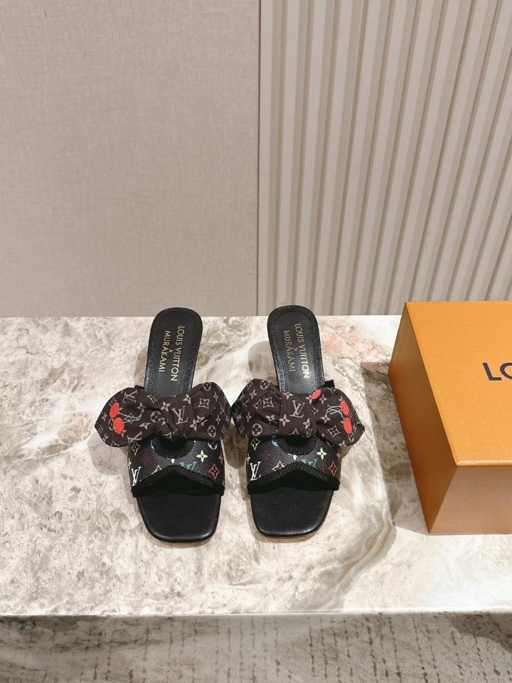 Louis Vuitton LV x TM Cherie Mules leather black logo 55mm (1)  -duoc-ban-tai-Hvip Shoes and Clothes