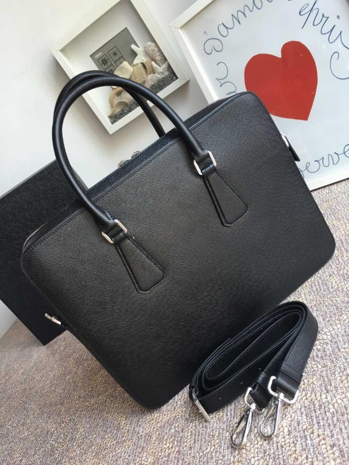 Prada Saffiano Leather briefs bag black 2VE366B 36x28cm-duoc-ban-tai-Hvip Bags and Accessories