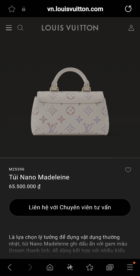 Louis Vuitton M25596
Túi Nano Madeleine 12.5 x 6 x 21cm-duoc-ban-tai-Hvip Bags and Accessories