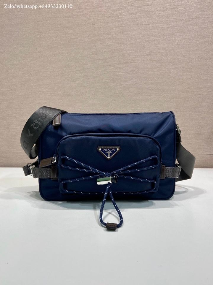Prada Speedrock Re-Nylon and leather shoulder bag navy  2VH192 28x17.5x10cm-duoc-ban-tai-Hvip Bags and Accessories