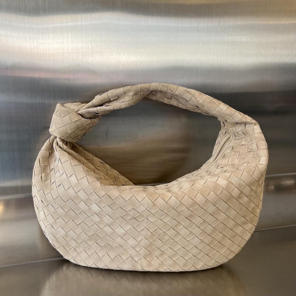 Bottega Veneta Jodie grey suede 60026 48x40x16cm-duoc-ban-tai-Hvip Bags and Accessories