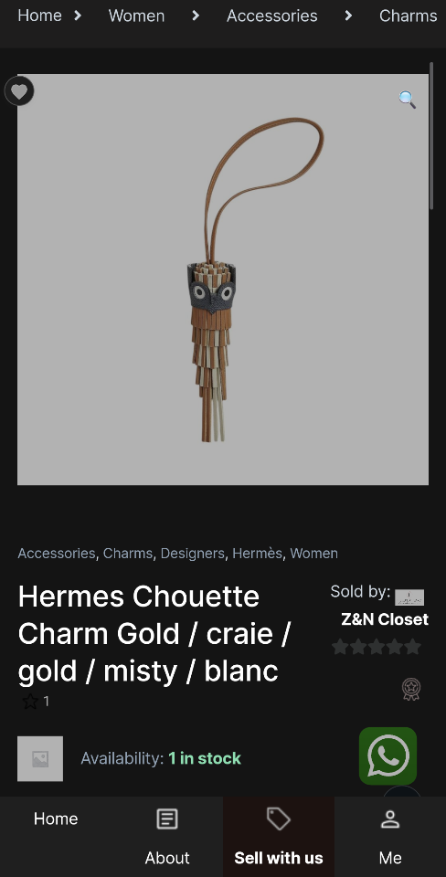 Hermès Chouette charm Gold / craie / gold / misty / blanc -duoc-ban-tai-Hvip Bags and Accessories