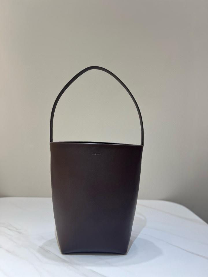 THE ROW Medium N/S Park smooth calfskin leather tote bag Chestnut 30X28X15.5cm -duoc-ban-tai-Hvip Bags and Accessories