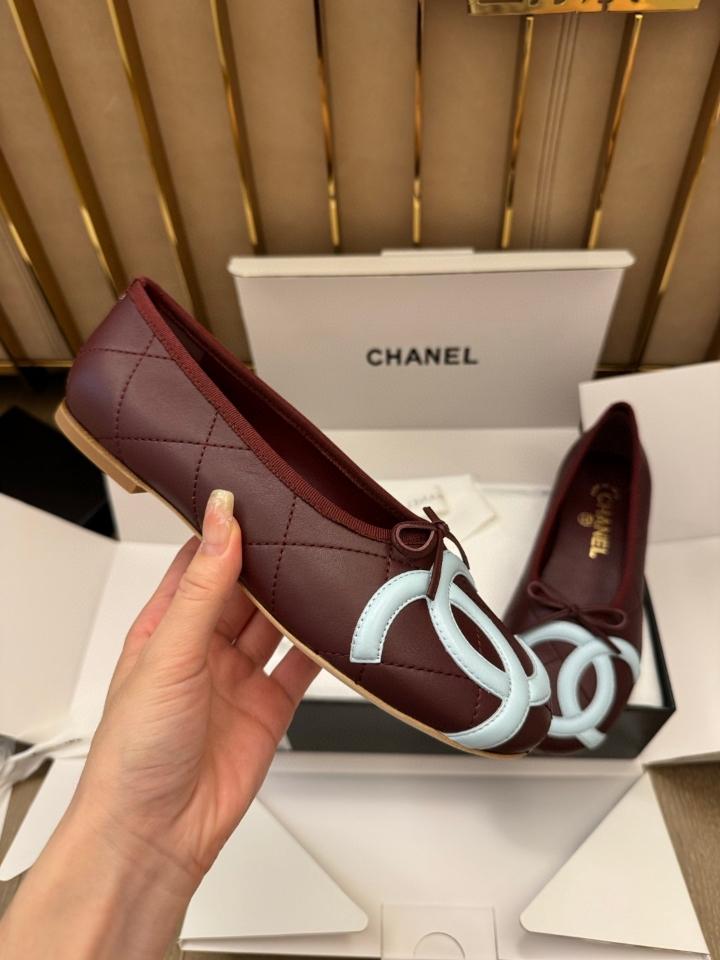 Chanel Ballet flats Lambskin burgundy and light blue G47163 -duoc-ban-tai-Hvip Shoes and Clothes