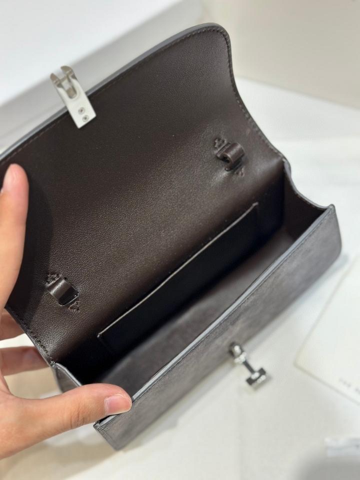 The Row Sofia suede shoulder bag dark grey PHW 19*10.5*5cm -duoc-ban-tai-Hvip Bags and Accessories