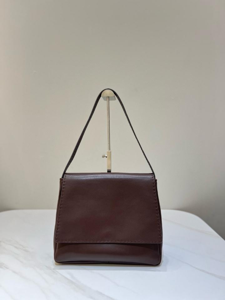 The Row Nuance Hobo Bag in sleek nappa Leather Dark brown 27.9 x 7.6 x22.1 cm -duoc-ban-tai-Hvip Bags and Accessories