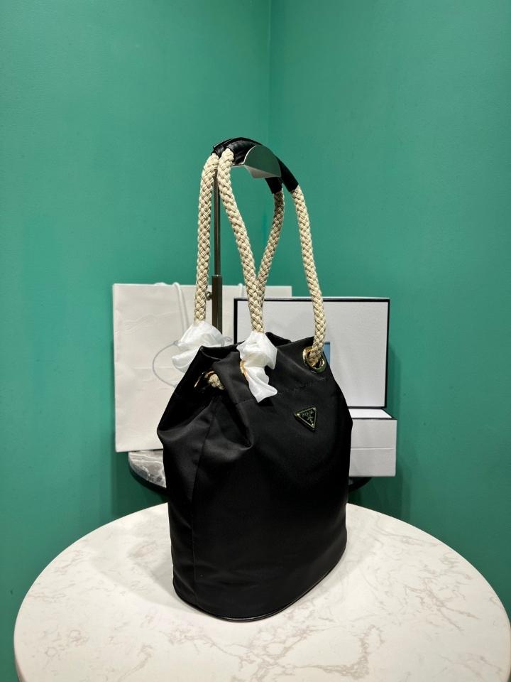 Prada Mariner Re-Nylon small bucket bag black 1BE082 23.5x28x16.5cm-duoc-ban-tai-Hvip Bags and Accessories