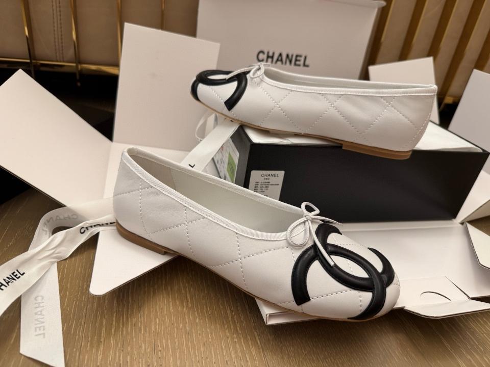 Chanel Ballet flats Lambskin white and black G47163 -duoc-ban-tai-Hvip Shoes and Clothes