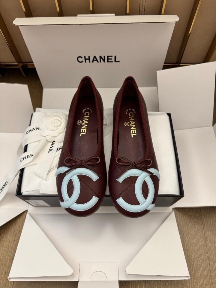 Chanel Ballet flats Lambskin burgundy and light blue G47163 -duoc-ban-tai-Hvip Shoes and Clothes