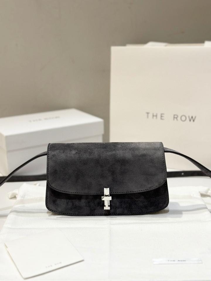 The Row Sofia suede shoulder bag dark grey PHW 19*10.5*5cm -duoc-ban-tai-Hvip Bags and Accessories