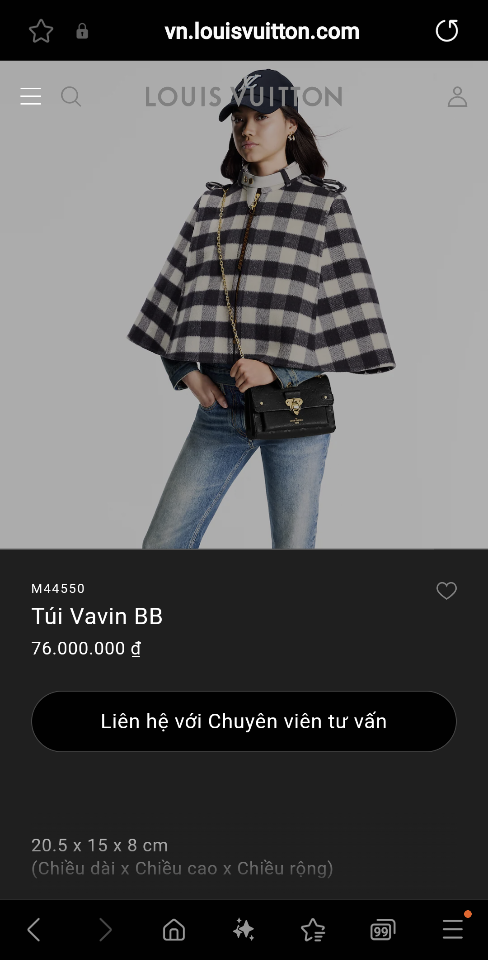 Louis Vuitton M44550
Túi Vavin BB 20.5 x 15.0 x 8.0cm-duoc-ban-tai-Hvip Bags and Accessories
