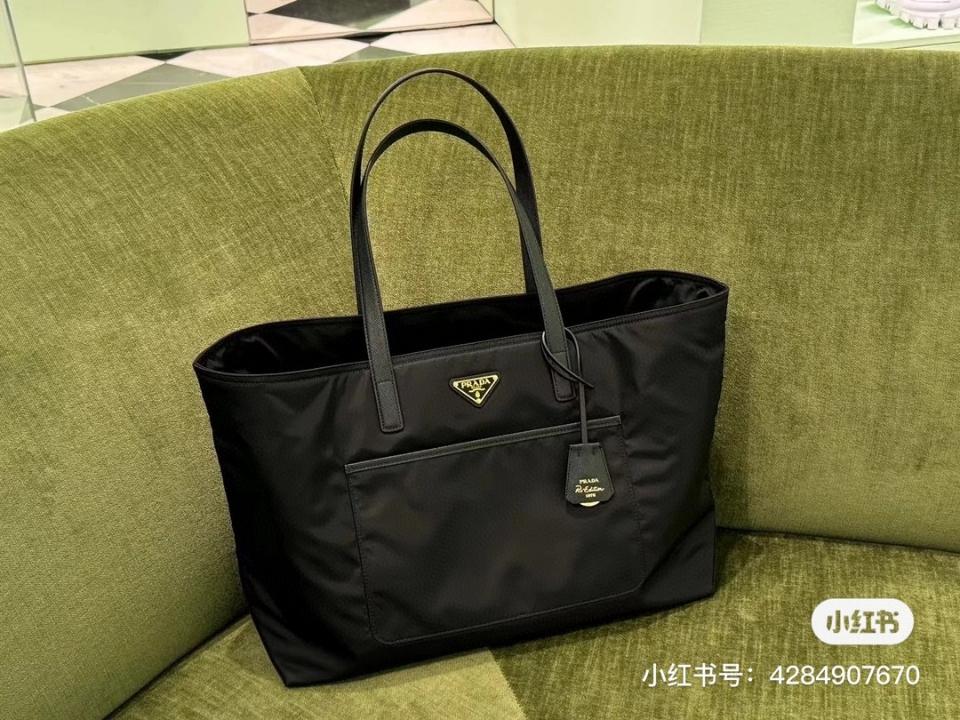 Prada Re-Edition 1978 large Re-Nylon and Saffiano leather tote bag black 43x31x15cm-duoc-ban-tai-Hvip Bags and Accessories
