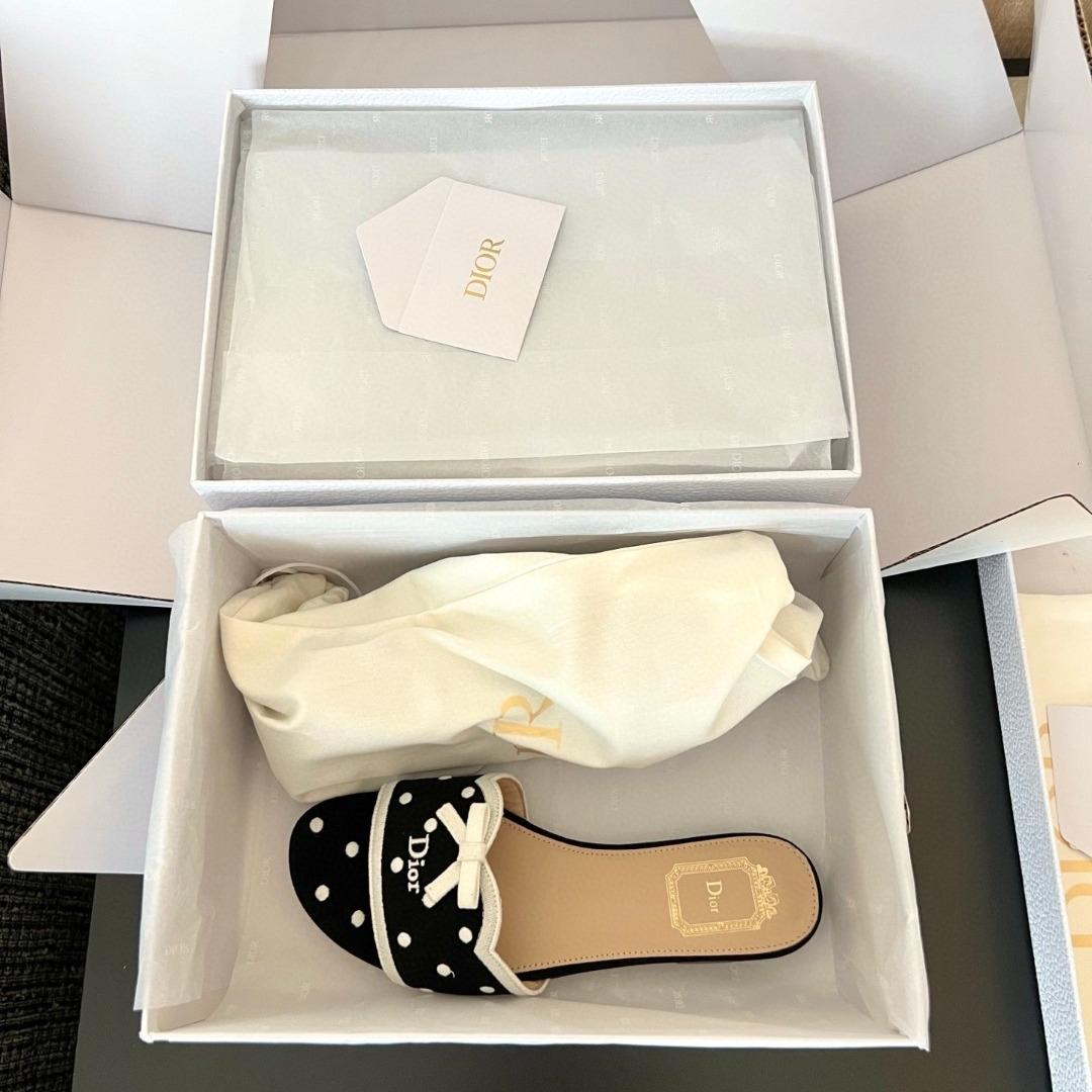 Dior Dway Slide Cotton Embroidered black and white-duoc-ban-tai-Hvip Shoes and Clothes