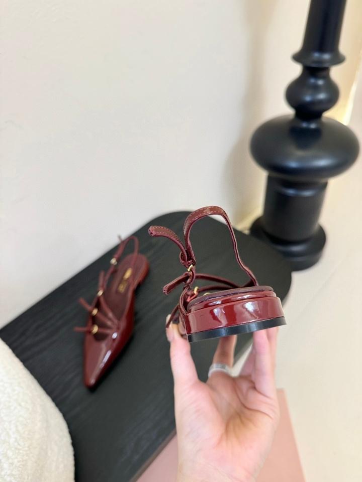 Miu Miu Leather slingback ballerinas with buckles burgundy 5F476E (1)-duoc-ban-tai-Hvip Shoes and Clothes