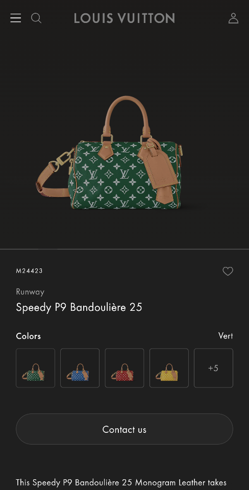 Louis Vuitton M24423
Runway
Speedy P9 Bandoulière 25 25*15*15CM L1-duoc-ban-tai-Hvip Bags and Accessories