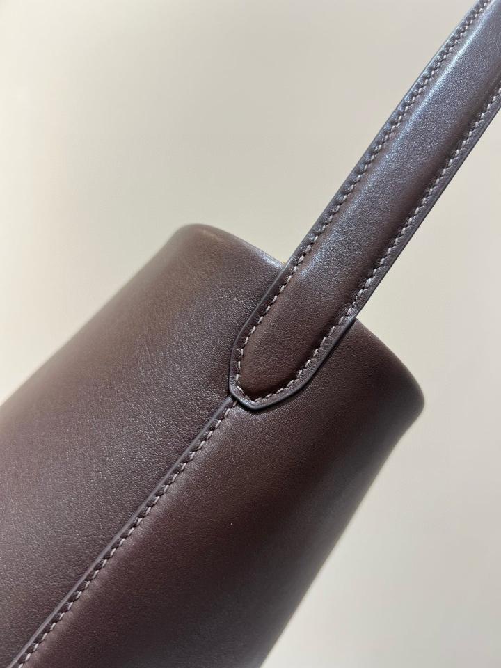 THE ROW Medium N/S Park smooth calfskin leather tote bag Chestnut 30X28X15.5cm -duoc-ban-tai-Hvip Bags and Accessories