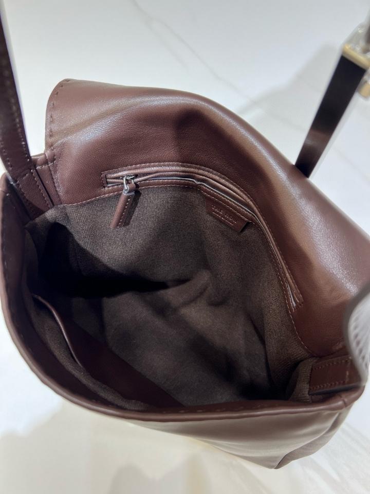 The Row Nuance Hobo Bag in sleek nappa Leather Dark brown 27.9 x 7.6 x22.1 cm -duoc-ban-tai-Hvip Bags and Accessories