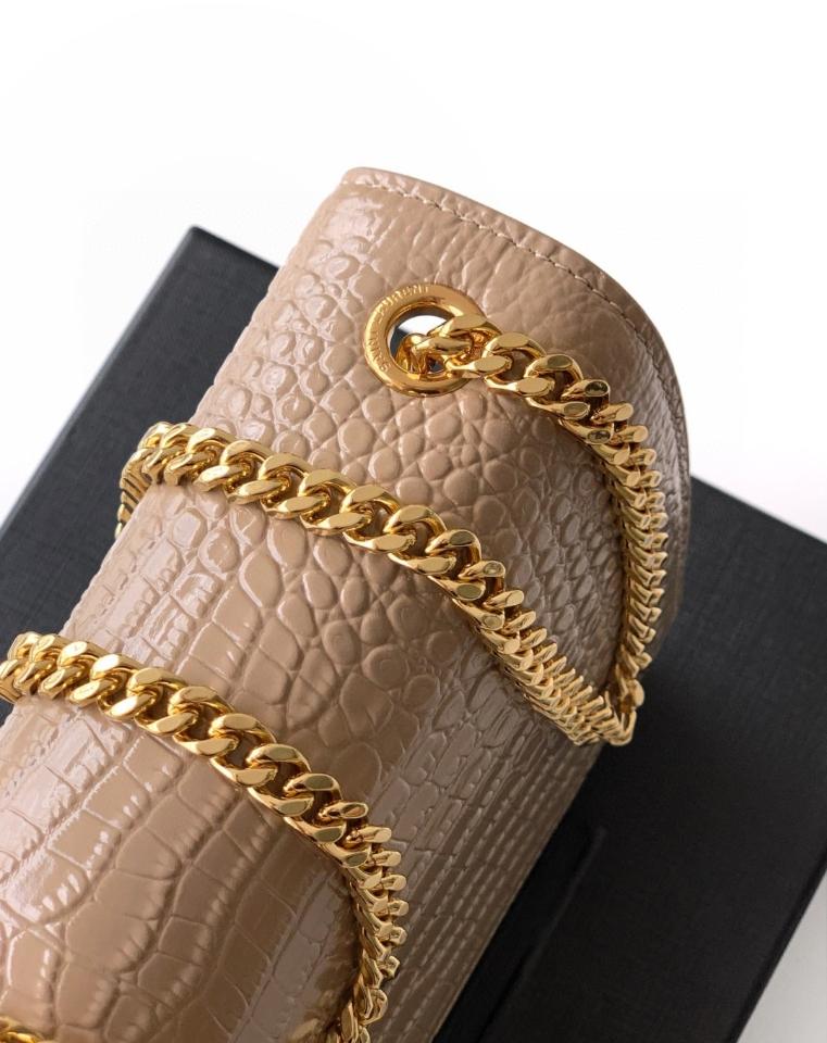 Saint Laurent Ysl 
KATE MEDIUM TASSEL IN CROCODILE-EMBOSSED LEATHER
Taupe 354119 24x14.5x5.5cm (1) -duoc-ban-tai-Hvip Bags and Accessories