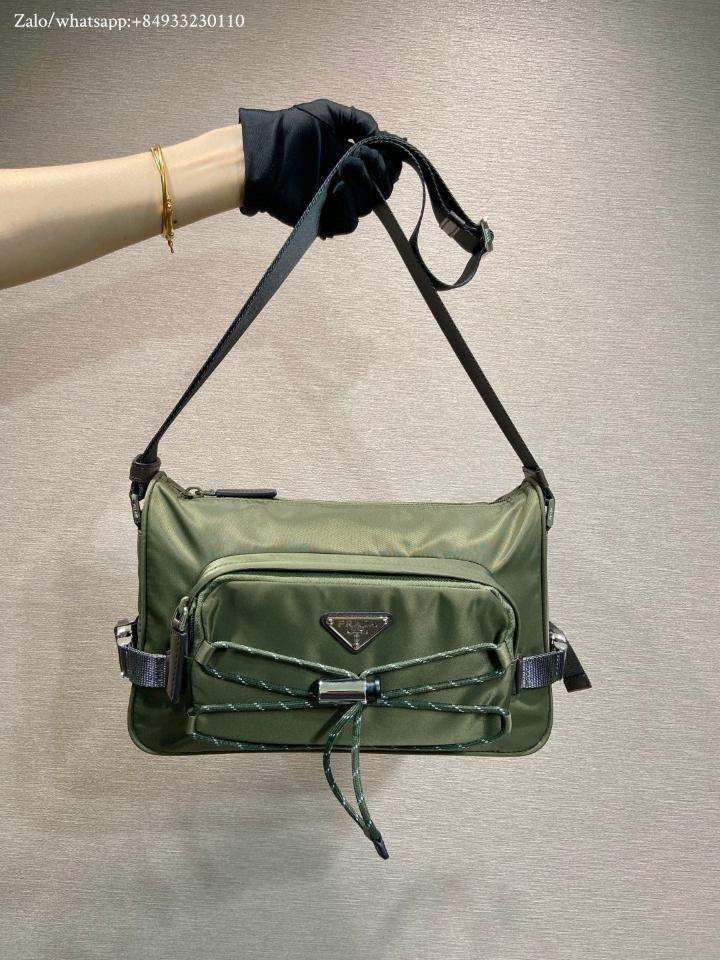 Prada Speedrock Re-Nylon and leather shoulder bag Camouflage Green 2VH192 28x17.5x10cm-duoc-ban-tai-Hvip Bags and Accessories