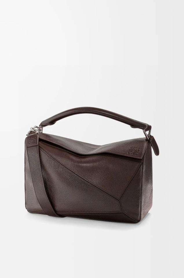 Loewe Large Puzzle bag in supple grained calfskin B510PNLX03 Dark Chestnut-duoc-ban-tai-Hvip Bags and Accessories